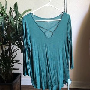 Dark green criss cross Top